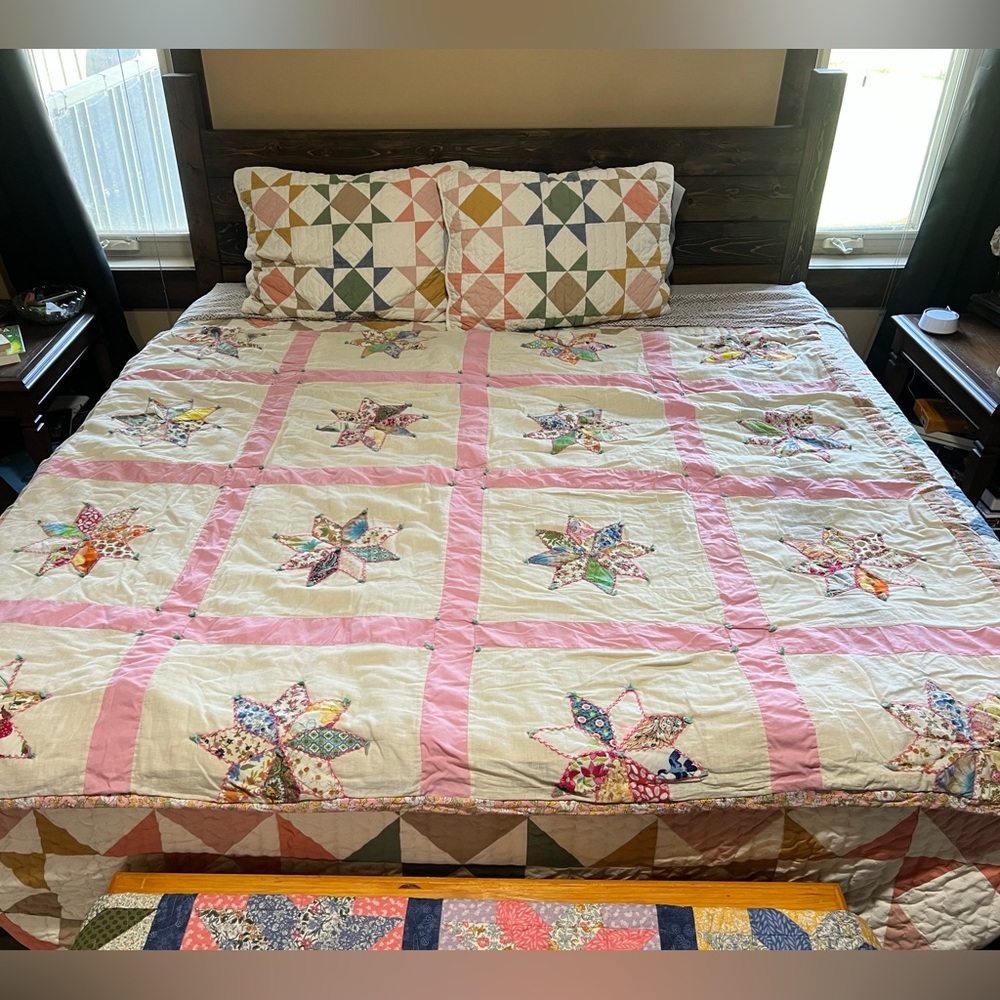 Colorful Patchwork Quilt with Star Patterns